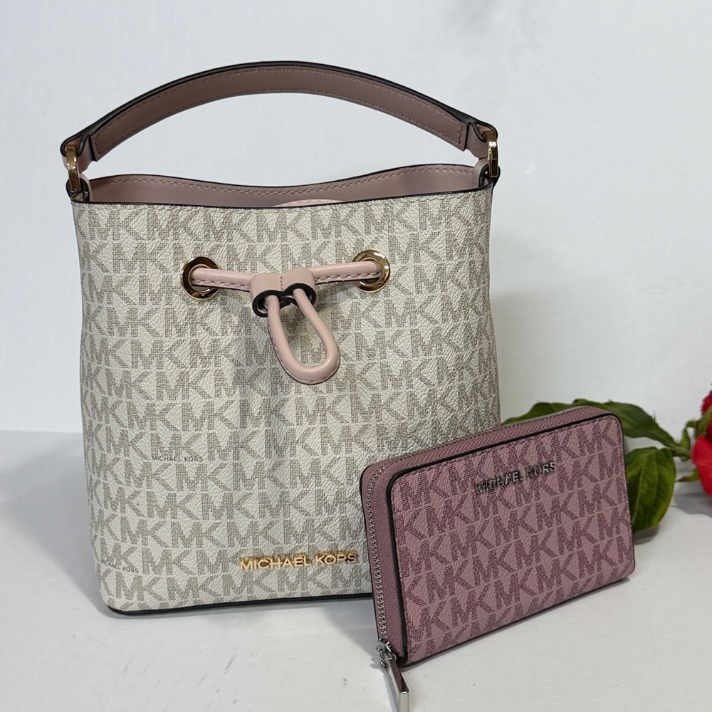 Michael Kors Pink and Cream Shoulder Bag Set